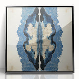 Modern Abstract Wall Art – Navy Blue & Beige Symmetrical Canvas