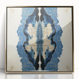 Modern Abstract Wall Art – Navy Blue & Beige Symmetrical Canvas