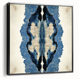 Modern Abstract Wall Art – Navy Blue & Beige Symmetrical Canvas