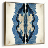 Modern Abstract Wall Art – Navy Blue & Beige Symmetrical Canvas