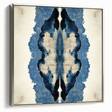 Modern Abstract Wall Art – Navy Blue & Beige Symmetrical Canvas