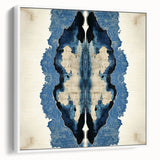 Modern Abstract Wall Art – Navy Blue & Beige Symmetrical Canvas