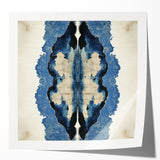 Modern Abstract Wall Art – Navy Blue & Beige Symmetrical Canvas