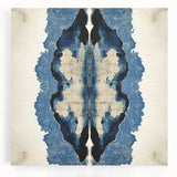 Modern Abstract Wall Art – Navy Blue & Beige Symmetrical Canvas