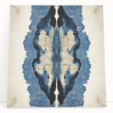 Modern Abstract Wall Art – Navy Blue & Beige Symmetrical Canvas