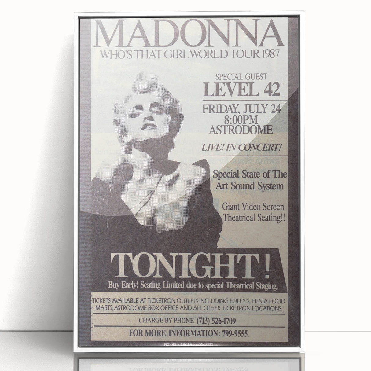 Madonna 1987 Who's That Girl Tour Poster - Retro Pop Wall Art