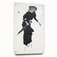 Woman with an Umbrella Realism Art Print - Monochrome Canvas Decor
