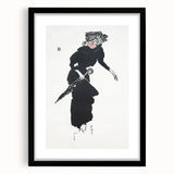 Woman with an Umbrella Realism Art Print - Monochrome Canvas Decor