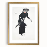 Woman with an Umbrella Realism Art Print - Monochrome Canvas Decor