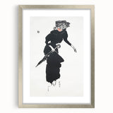 Woman with an Umbrella Realism Art Print - Monochrome Canvas Decor