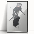 Woman with an Umbrella Realism Art Print - Monochrome Canvas Decor
