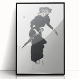 Woman with an Umbrella Realism Art Print - Monochrome Canvas Decor
