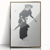 Woman with an Umbrella Realism Art Print - Monochrome Canvas Decor