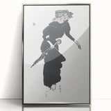 Woman with an Umbrella Realism Art Print - Monochrome Canvas Decor