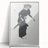 Woman with an Umbrella Realism Art Print - Monochrome Canvas Decor