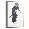 Woman with an Umbrella Realism Art Print - Monochrome Canvas Decor
