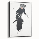 Woman with an Umbrella Realism Art Print - Monochrome Canvas Decor