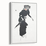 Woman with an Umbrella Realism Art Print - Monochrome Canvas Decor