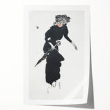 Woman with an Umbrella Realism Art Print - Monochrome Canvas Decor