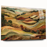 Large abstract wall art in mid-century modernist style, featuring autumnal colors on acrylic glass.
