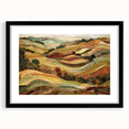 Extra large abstract art print featuring colorful, textured autumnal hues on a black framed canvas.