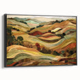 Black and white framed canvas featuring a vintage landscape painting, ideal for bedroom wall art.