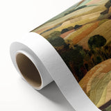 Art deco poster of fall season on rolled canvas, featuring warm orange and brown hues, ideal for nursery wall art.