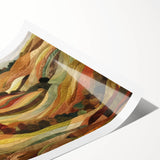 Extra large wall art featuring line art flowers in autumn hues on a rolled print, ideal for large living room decor.
