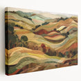 Large autumn-themed stretched canvas with rich orange and brown tones, ideal for kitchen wall art.