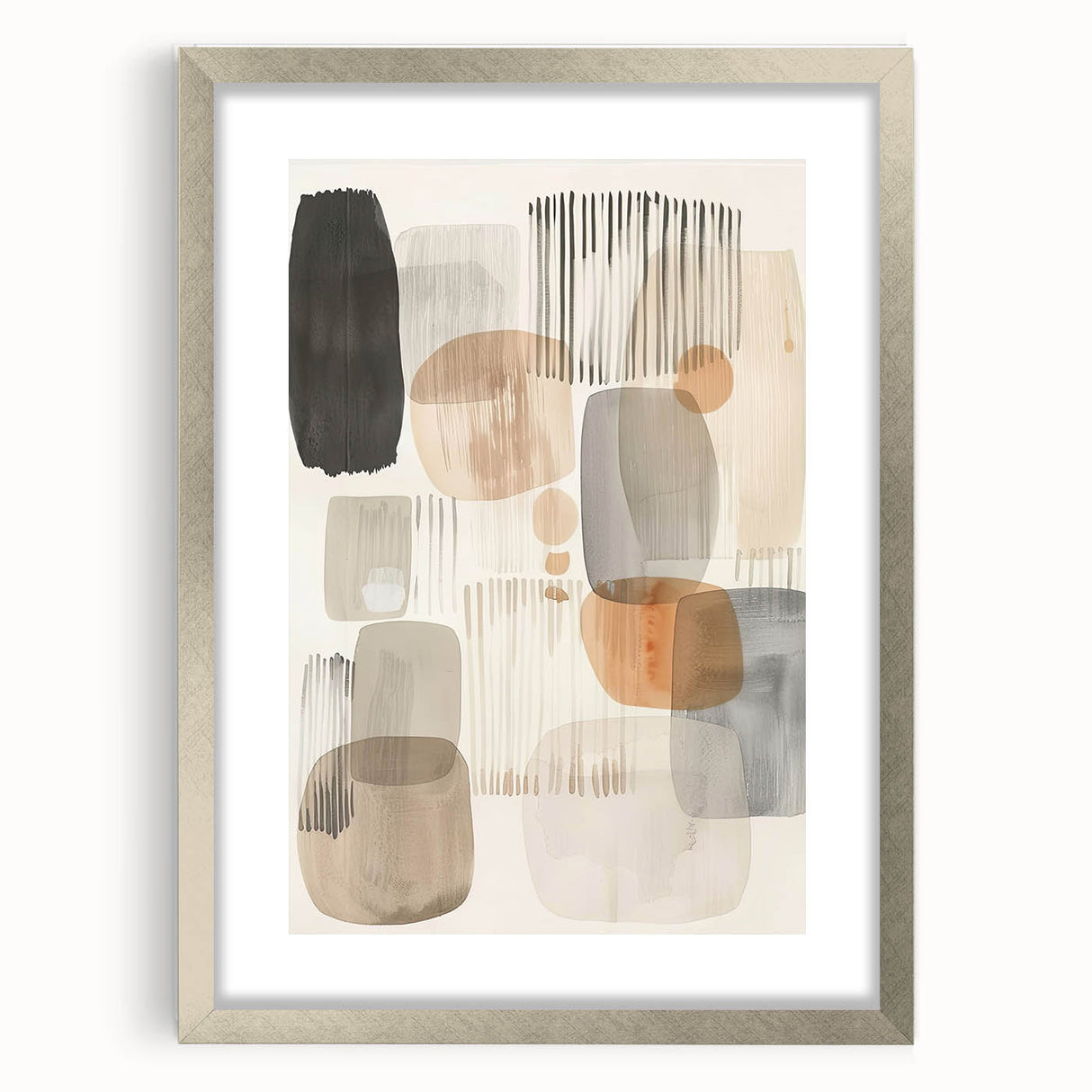 Framed Dining Room Prints - Neutral Abstract Canvas Art