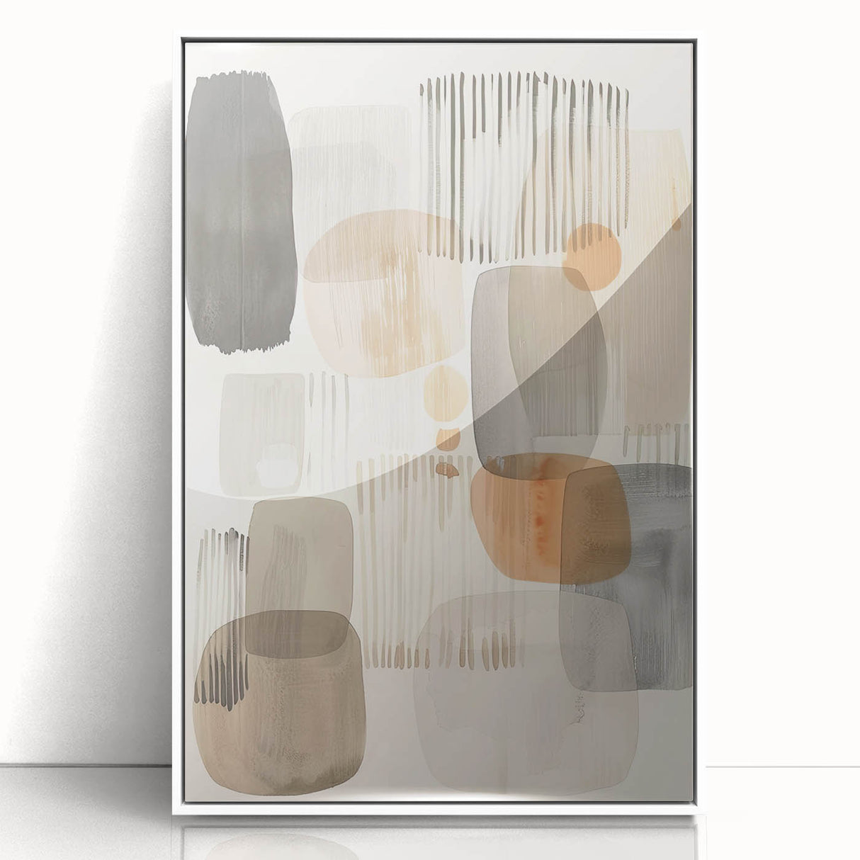 Framed Dining Room Prints - Neutral Abstract Canvas Art