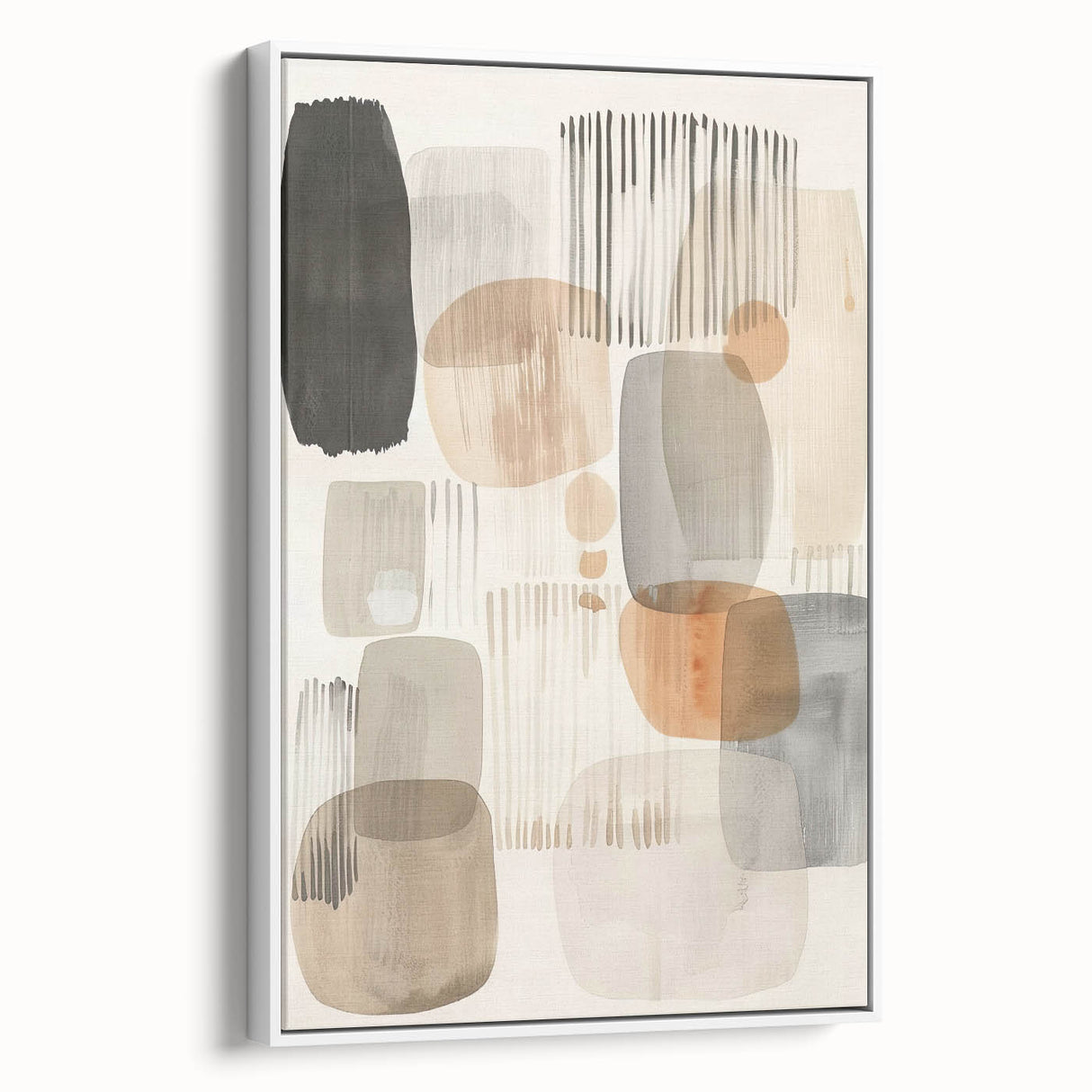 Framed Dining Room Prints - Neutral Abstract Canvas Art