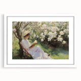 Abstract figurative art frame with a white mat, showcasing a modern design featuring soft pastel colors and bold shapes, perfect for contemporary home decor.