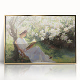 Abstract figurative art piece in a gold-framed acrylic display showcasing vibrant colors and dynamic shapes, perfect for modern home decor or artistic inspiration.