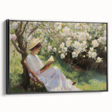 Abstract figurative art canvas in a sleek black frame, showcasing vibrant colors and dynamic shapes, ideal for modern home decor or office settings.