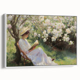 Framed abstract figurative canvas art in a modern white frame, showcasing vibrant colors and dynamic shapes, ideal for contemporary home decor.