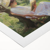 Abstract figurative rolled canvas artwork showcasing vibrant colors and dynamic shapes, elegantly packaged in a sturdy cardboard tube for secure transport and display.