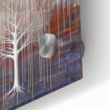 Close-up of vibrant abstract floral acrylic art on glass, showcasing intricate details and rich colors, ideal for modern home decor and artistic displays.