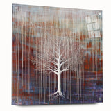 Abstract floral acrylic glass artwork featuring vibrant colors and intricate designs, displayed from a side view with visible pins, perfect for modern decor.