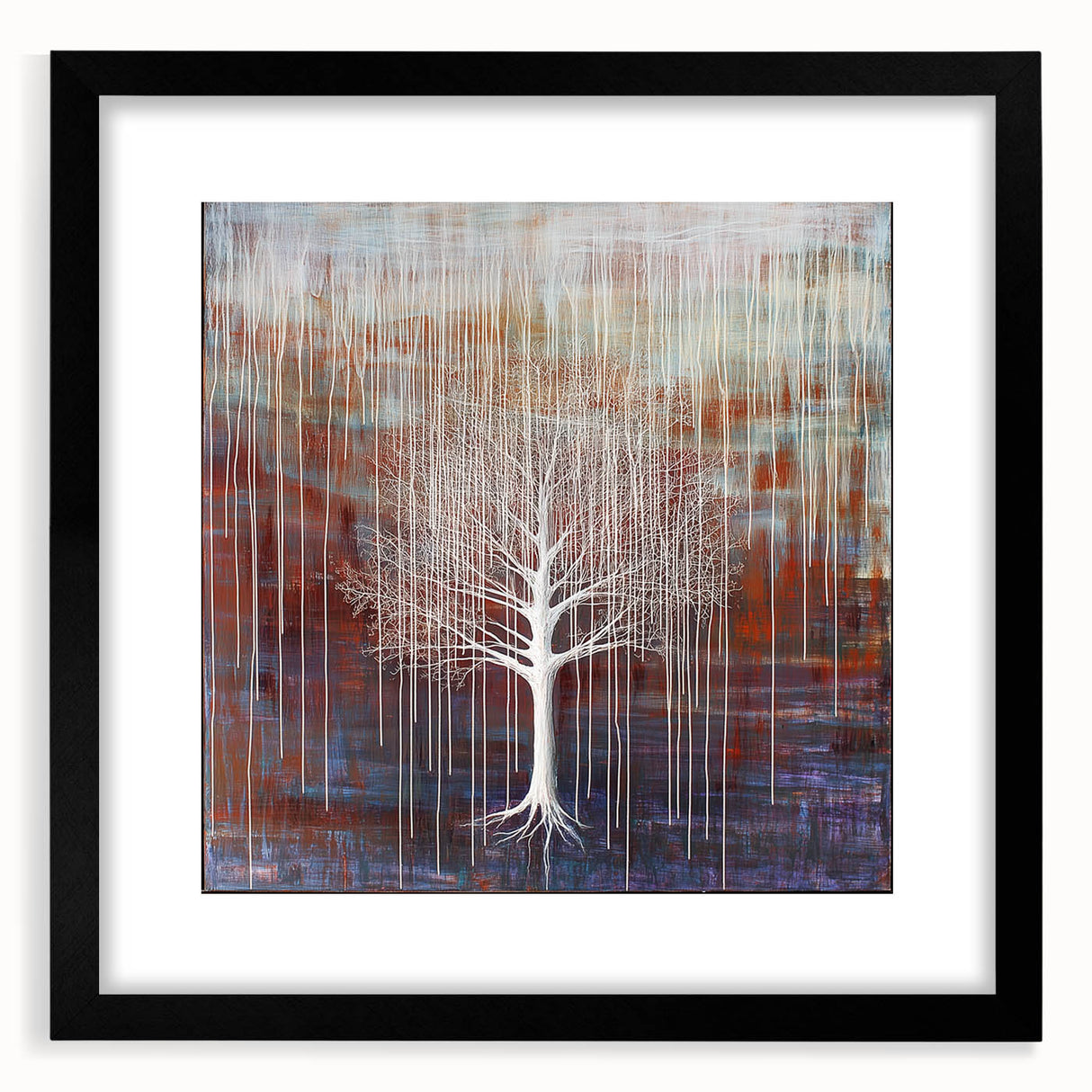 Abstract floral frame art with a black mat, showcasing vibrant colors and intricate designs, perfect for modern home decor and enhancing interior spaces.