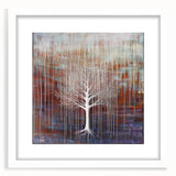 Abstract floral frame design in white matting, showcasing vibrant colors and intricate patterns, perfect for modern home decor or art exhibitions.
