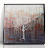 Framed acrylic artwork showcasing vibrant abstract floral designs in shades of blue and pink, set against a sleek black frame, ideal for modern decor.