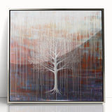 Framed acrylic artwork showcasing vibrant abstract florals in silver tones, highlighting a modern design perfect for contemporary home decor.