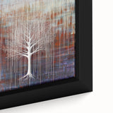 Close-up of a vibrant abstract floral framed canvas artwork showcasing bold colors and intricate details, perfect for enhancing modern home decor aesthetics.
