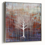 Framed canvas artwork showcasing abstract floral designs in vibrant colors, with a sleek silver frame, adding elegance to modern decor. Ideal for enhancing interior aesthetics.