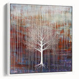 Framed canvas artwork showcasing an abstract floral design in vibrant colors, displayed from a white side view. Perfect for enhancing modern home decor with elegance and style.