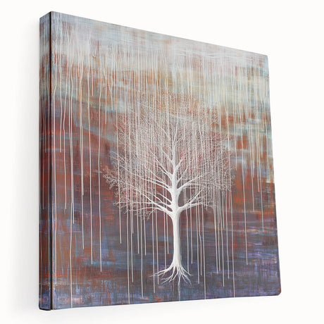 Abstract floral stretched canvas artwork showcasing vibrant colors and intricate patterns, designed to enhance modern interiors and add a touch of nature-inspired elegance.