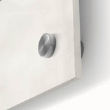 Abstract minimalist wall art in shades of blue and orange, showcasing a unique acrylic glass design with a smooth surface, perfect for modern decor.