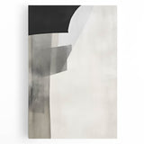 Abstract minimalist wall art on stretched canvas showcasing soft pastel colors and geometric shapes, ideal for modern home decor or office spaces.