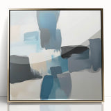 Colorful Abstract Wall Art – Teal, Gray & Beige Modern Brush Strokes